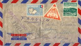 1957 ECUADOR , SOBRE CERTIFICADO GUAYAQUIL - JALLAIS , LLEGADA  AL DORSO , CORREO AÉREO - Equateur