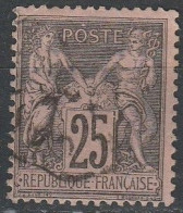 France N° 91 SAGE Type II 25 C Noir S. Rouge - 1876-1898 Sage (Type II)