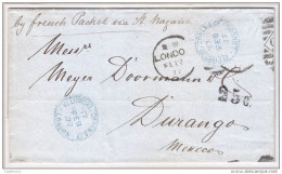 G) 1877 FRANCE, CIRCULATED BY LONDON TO DURANGO MEXICO, MARITIME MAIL, MERCHANTS WERE WELL INFORMED ABOUT OVERSEAS SHIPP - Andere & Zonder Classificatie