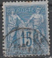 France N° 90a SAGE Type II 15 C Bleu S. Bleu - 1876-1898 Sage (Type II)