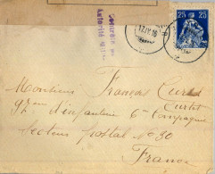 1916 , EYRIL - SECTEUR POSTAL Nº 30 , BANDA DE CIERRE Y MARCA DE CENSURA MILITAR - Storia Postale