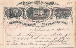 1884 Rechnung Kornbranntwein-Brennerei Gebr. Leuckfeld Nordhausen Harz - Documentos Históricos