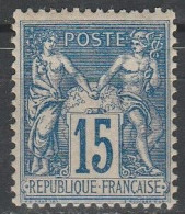 France N° 90* SAGE Type II 15 C Bleu - 1876-1898 Sage (Type II)