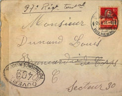 1917 , GENEVE - SECTEUR POSTAL Nº 30 , BANDA DE CIERRE Y MARCA DE CENSURA MILITAR - Brieven En Documenten