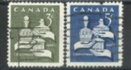 CANADA - 1955, CHRISTMAS STAMPS COMPLETE SET OF 2, USED. - Oblitérés