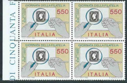 Italia 1986; Giornata Della Filatelia. Quartina Di Bordo. - 1981-90: Mint/hinged