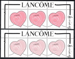 FRANCE 2024 - 2 Valeurs - Bandes De 3  Hauts De Feuilles - Cœurs Saint Valentin - Lancôme -  YT 5743/44 Neuf ** - Unused Stamps