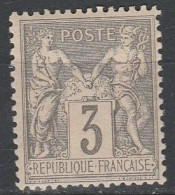 France N° 87* SAGE Type II 3 C Gris - 1876-1898 Sage (Tipo II)