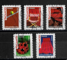 France 2009 Oblitéré Autoadhésif   N° 315  - 316 - 317 - 318 - 319     " Vacances  " - Used Stamps