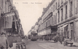 Tours (37 Indre Et Loire) Rue Nationale - Petit Métier Marchand De Rue (pommes De Terre) Tramways - édit. H. L. - Tours