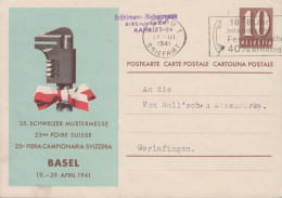 1941 Werbekarte Für Die 25. Mustermesse In Basel, Zum: 153 10 Cts  ⵙ Aarau Briefamt - Enteros Postales