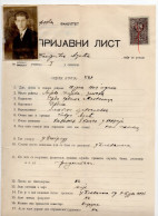 1928. KINGDOM OF SHS,BELGRAD,APPLICATION FORM FOR PHILOSOPHY FACULTY BELGRADE UNIVERSITY,BATRIC ADZIC,1 REVENUE STAMP - Briefe U. Dokumente