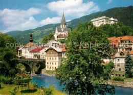 73600806 Murau Steiermark Partie An Der Mur Bruecke Blick Zu Kirche Und Schloss  - Sonstige & Ohne Zuordnung