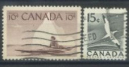 CANADA - 1953, ESKIMO HUNTER & NORTHERN GANNET STAMPS SET OF 2, USED. - Gebruikt