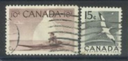 CANADA - 1953, ESKIMO HUNTER & NORTHERN GANNET STAMPS SET OF 2, USED. - Oblitérés