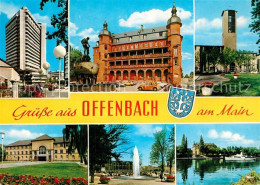 73600567 Offenbach Main Teilansichten Hochhaus Kirche Fontaene Schloss Brunnen P - Offenbach