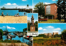 73600457 Wedel Pinneberg Strand Hochseedampfer Bootsanleger Hafen Roland Statue  - Other & Unclassified