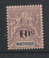 MARTINIQUE - 1904 - N°YT. 53 - Type Groupe 10c Sur 5f Lilas - Neuf Luxe ** / MNH / Postfrisch - Unused Stamps