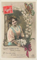 Femme & Papillon * Carte Photo * Thème Butterfly Papillons Fleurs Muguet - Vlinders