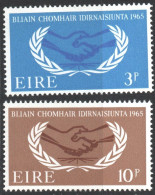 Eire 1965 International Cooperation Year 2 Values MNH Ireland Shaking Hands - Other & Unclassified