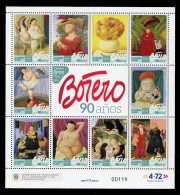 COLOMBIA (2022) AMERICA UPAEP Botero 90 Años, Maestro Fernando Botero, Arte, Art, Paintings - Mint Sheet - Kolumbien