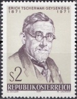 1971, Austria, Erich Tschermak-Seysenegg, Anniversaries, Botanists, Famous People, Men, MNH(**), Mi: 1378 - Ungebraucht