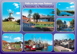 73599891 Greetsiel Zwillingsmuehlen Sieltief Ortsmotiv Minigolf Kutterhafen Hafe - Krummhoern