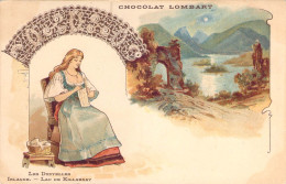 Irlande Eire Dentelles Et Dentellière Du Lac De Killarnay Lace And Lace Maker From Killarney Lake Chocolat Lombart Adv. - Kerry