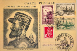 1946 ARGELIA , SIDI BEL ABBES / JOURNÉE DU TIMBRE , CARTE POSTALE , GRAL. ROLLET - Covers & Documents