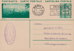 1933,Schweiz Postkarte Zum:CH 133-009A,10 Cts Blaugrün, BERN, ⵙ  BERN 1 BRIEFVERSAND, Flagge: TELEPHON FERNGESPRÄCHE - Interi Postali