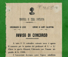 D-IT Terra D'Otranto 1879 LECCE Campi Salentina Con Francobollo Di Sato 2C Su 10L - Documents Historiques