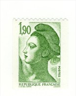 Liberté 1fr90 Vert De Roulette YT 2426a Avec Numéro Rouge Au Verso. Voir Le Scan. Cote YT 3 €, Maury N ° 2432 B : 4 €. - Neufs