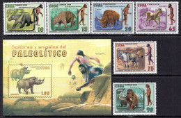 Cuba 2008 - Prehistoric Man - Dinosaurs - Animals - MNH Set + Souvenir Sheet - Ongebruikt