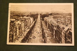 Carte Postale Ancienne - Paris -  Paris En Flanant - Champs Elysées Arc Du Triomphe  1936- Gare St Lazare Oblitération - Champs-Elysées