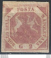 1858 Napoli 2 Grana Rosa Carminio 1v. MNH Sassone N. 5d - Napels