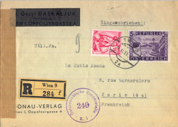 1951 AUSTRIA , VIENA - PARIS , SOBRE CERTIFICADO , CENSURA , LLEGADA  AL DORSO - Lettres & Documents