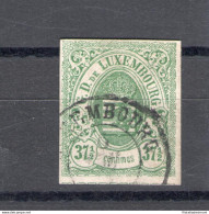 1859 - 63 LUSSEMBURGO -   N° 10 - 37 1/2c. Verde ,  USATO Sigla  Alberto Diena - Sonstige & Ohne Zuordnung