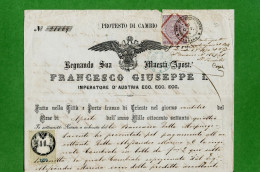 D-IT TRIESTE 1874 Francesco Giuseppe I^ Franz Joseph I^ -Protesto Di Cambio 1 Marca Austriaca + 2 Marche Italiane - Documents Historiques