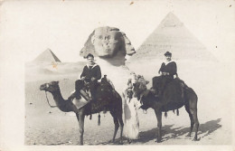 Egypt - French Sailors Riding Camels In Front Of The Sphynx - REAL PHOTO - Publ. Unknown  - Other & Unclassified