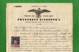 D-IT TRIESTE 1893 Francesco Giuseppe I^ - Franz Joseph I^ Protesto Di Cambio Con Marca Austriaca - Documenti Storici