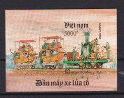 Feuillet Neuf** MNH 1991 Viêt-Nam Vietnam Locomotives Anciennes Mi:VN BL88U Yt:VN BF64ND - Treni