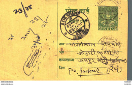 India Postal Stationery 9p To Jaipur Gangasagar Radhakishan - Postcards