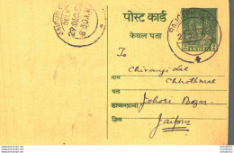 India Postal Stationery 9p To Jaipur - Postcards