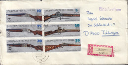 DDR  2376-2381, 2 Dreierstreifen Auf R-Brief, Gestempelt: Gotha, Jagdwaffen, 1978 - Zusammendrucke