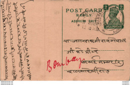 India Postal Stationery George VI 9p To Bombay - Ansichtskarten