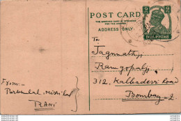 India Postal Stationery George VI 9p To Kalbadevi Bombay - Ansichtskarten