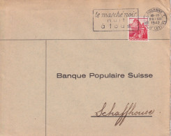 Motiv Brief  Lausanne - "Banque Populaire Suisse, Schaffhouse"  (Rollenfrankatur)      1942 - Briefe U. Dokumente