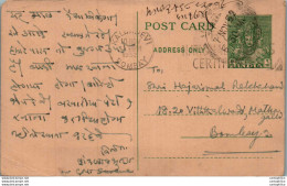 India Postal Stationery 9p Kalbadevi Bombay Cds - Ansichtskarten