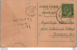 India Postal Stationery 9p Kalbadevi Bombay Cds - Cartes Postales