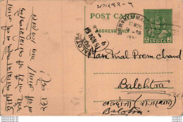 India Postal Stationery 9p Balotra Cds Hukam Chand Hari Ram Muzaffarnagar - Cartes Postales